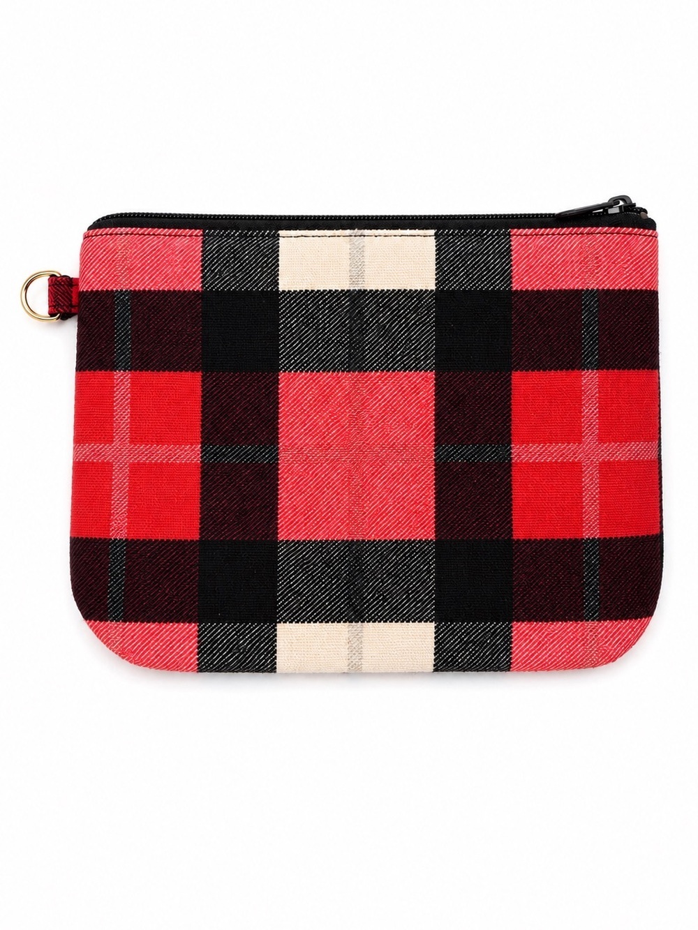 Plaid Zip Cosmetic Case Red & Black Check